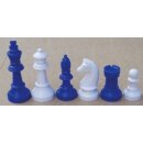 Schachfiguren Kunststoff, KH 93 mm, blau/wei&szlig;, im...