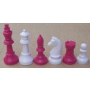 Schachfiguren Kunststoff, KH 93 mm, pink/wei&szlig;, im...