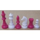 Schachfiguren Kunststoff, KH 93 mm, pink/weiß, im...