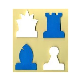 Ersatzfiguren-Set für Demo-Schachbrett, Kunststoff, weiß/blau