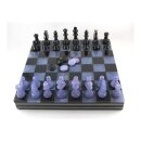 Schachspiel aus Alabaster schwarz/blauviolett transparent
