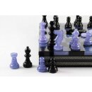 Schachspiel aus Alabaster schwarz/blauviolett transparent
