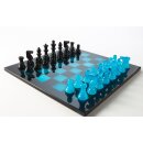Schachspiel aus Alabaster, blau/schwarz, KH 75 mm