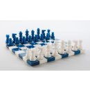 Schachspiel aus Alabaster, blau/weiss, KH 55 mm