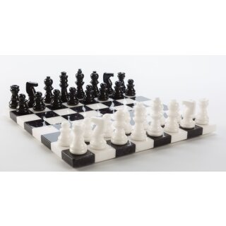 Schachspiel aus Alabaster, schwarz/weiss, KH 55 mm