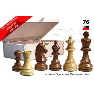 Schachfiguren "Original 535 Design", braun, Stauntonform, KH 76 mm, im Holzkasten