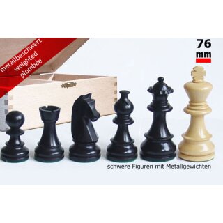 Schachfiguren "Original 535 Design" schwarz, Stauntonform, KH 76 mm, im Holzkasten