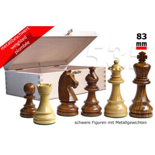 Schachfiguren "Original 535 Design", braun, Stauntonform, KH 83 mm, im Holzkasten