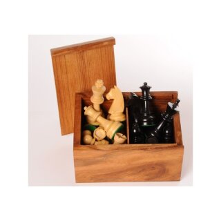 Schachfiguren Staunton-Form, Buchsbaum schwarz/natur, KH 89 mm