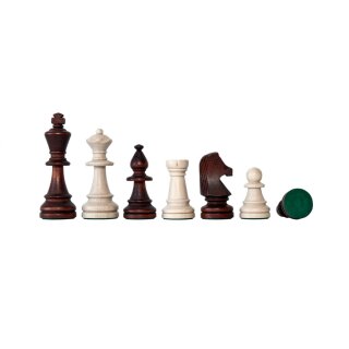 Schachfiguren Turnier mahagonifarben/natur, KH 95 mm, im Stoffsäckchen