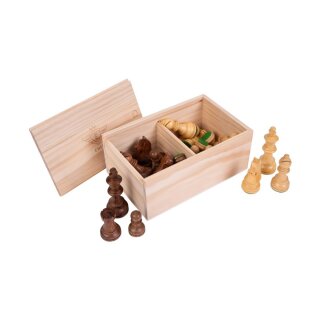 Schachfiguren Akazie und Buchsbaum, Staunton-Form, KH 83 mm, beschwert